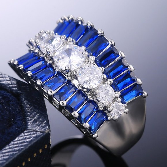 💎Fashion Eternity Trendy Full Around Sapphire Beautiful Ring for Women,456 - Picture 2 of 6